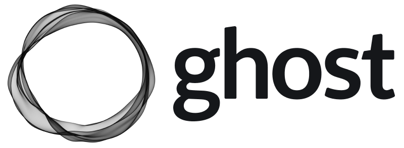 The dark Ghost logo. Some overlapping, imperfect, circles, with the word "ghost" to the right, all in lower case.